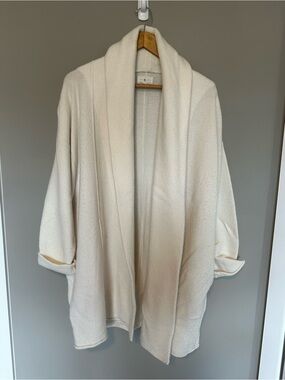 Lou & Grey Cream Open-Front Shawl Collar Cardigan